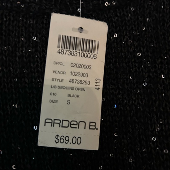 NWT Arden B Lightweight Long Sleeve Sequined Black Sweater. Size Small - Picture 4 of 4